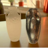 transparent and nickel vase