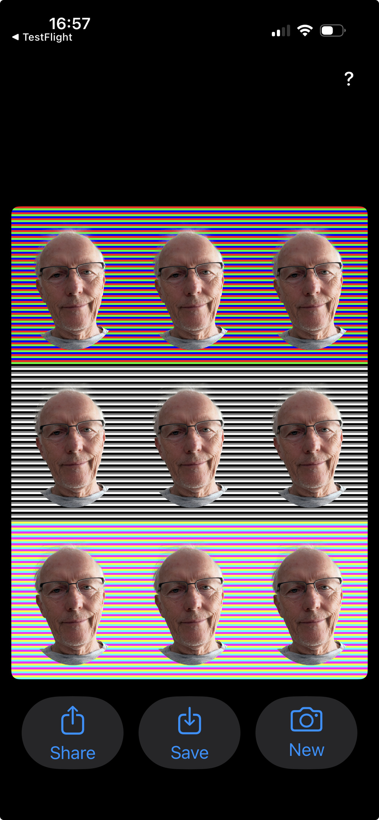 ColorAssim result with the face stripes toggled off — all nine faces are visibly identical